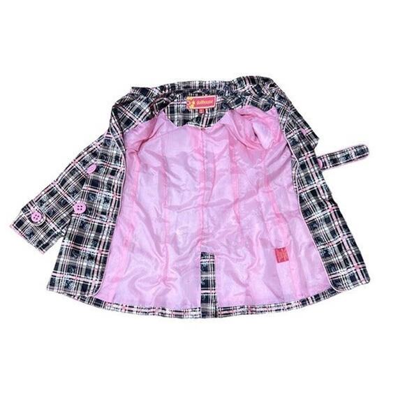 Dollhouse Girl's Pink and Brown Plaid Light Weight Raincoat Size 6X - Picture 3 of 5
